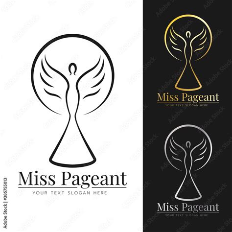 Miss Pageant Logo Sign With Black Gold And Silver Abstract Line The