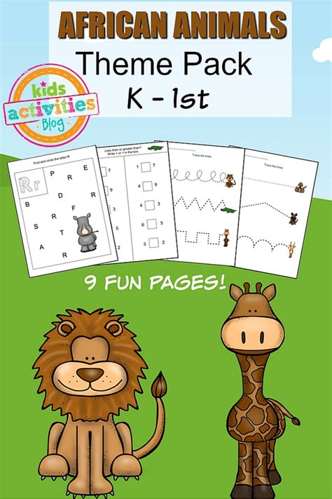 African Animals Printable Kindergarten Worksheet Pack