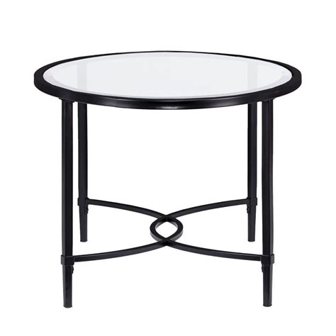 Southern Enterprises Quinton Oval Glass Top Cocktail Table In Black Ck3600