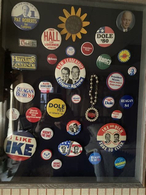 Vintage 34 Political Pins Dole Ike Reagan Ford Nixon Goldwater