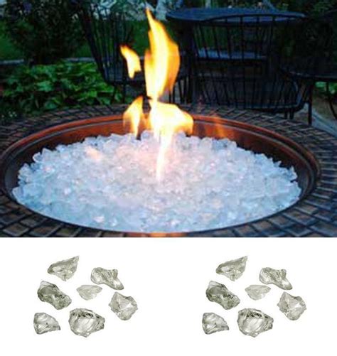 10lbs Fireplace Outdoor Fire Pit Glass Rocks White Ice Crystals Natural Gas Hot Dragonglass