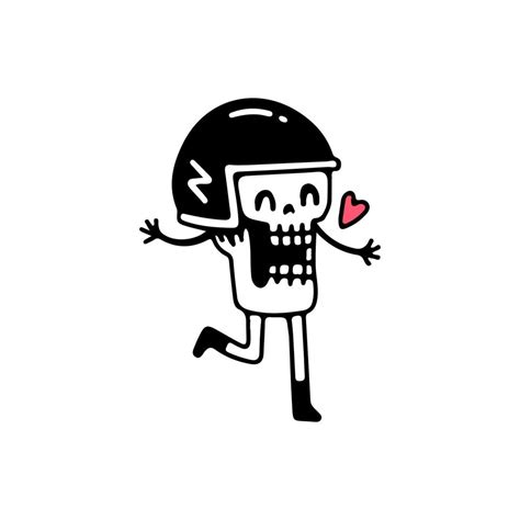 Happy Rider Skull In Love Illustration For T Shirt Poster Sticker