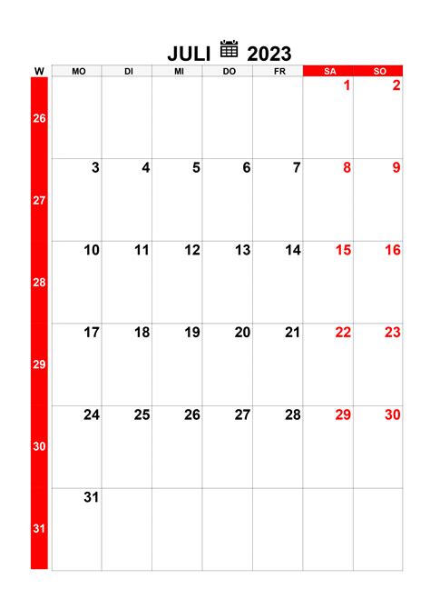 Kalender Juli 2023 Kalendersu
