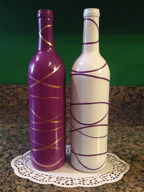 What is the best paint for glass jars? Purple & gold wine bottle, purple & white wine bottle ...