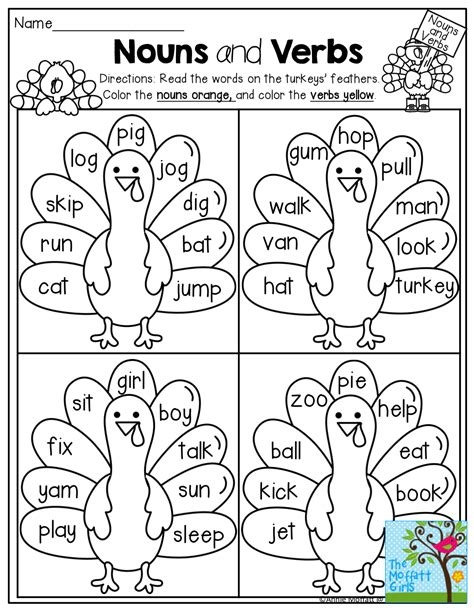 Noun and verb worksheet 2020.docx. Nouns and Verbs: color the feathers according to the color ...