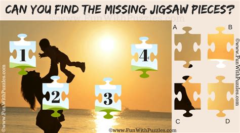 Missing Jigsaw Pieces Puzzle With Answer Ocean Sunset