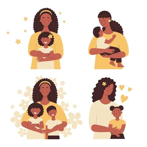 Hermosa Mujer Negra Africana Sostiene A Un Bebé En Sus Brazos Mamá