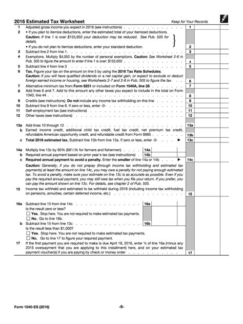 2016 Form Irs 1040 Es Fill Online Printable Fillable Blank Pdffiller