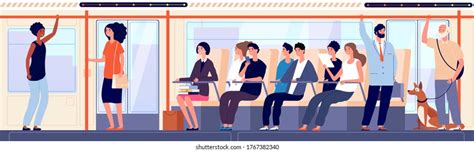 Different Cartoon People Go By Public Stock Vector Royalty Free