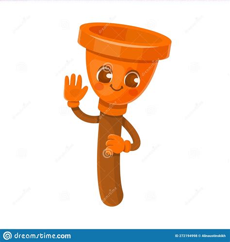 Cartoon Plunger Character With Face On It Stock Vector Illustration