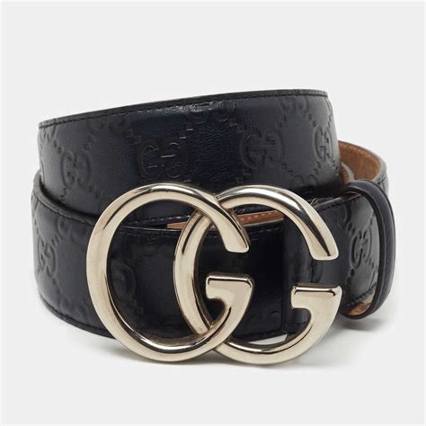 Gucci Nay Blue Guccissima Leather Double G Buckle Belt 90cm Gucci The