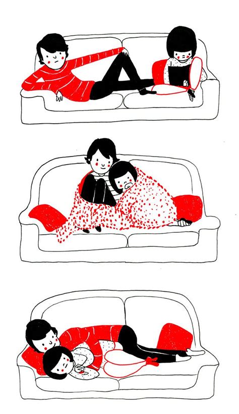 Ilustraciones Pareja Felicidad 13 Cuddling Positions Illustration