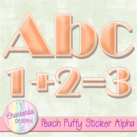 Peach Puffy Sticker Alpha Chantahlia Design