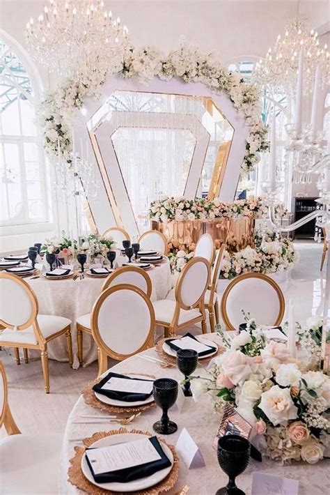 Modern Wedding Decor Ideas White Gold Reception With Flower