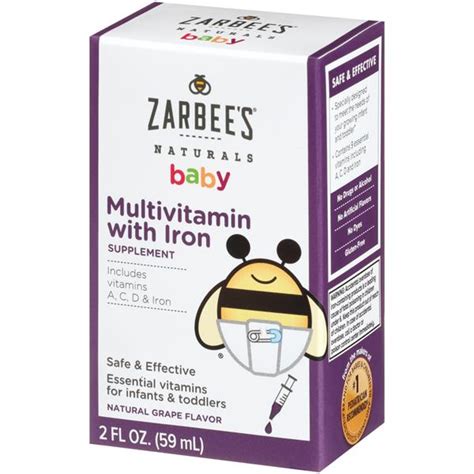 Zarbees Naturals Baby Multivitamin With Iron Supplement Liquid Hy