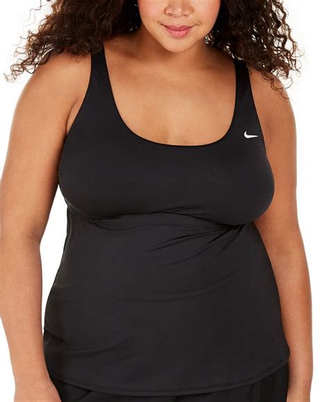 Nike Plus Size Solid Essential Scoop Neck Tankini Top And Reviews