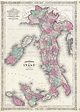 1866 Map of Italy - GRAND VOYAGE ITALY