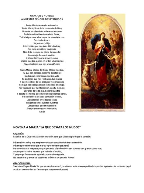 Oración Y Novena A Nuestra Señora Desatanudos María Madre De Jesús