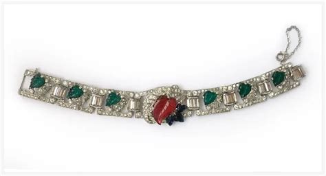 Art Deco Era Fruit Salad Bracelet A La Cartier Tutti Frutti Ruby