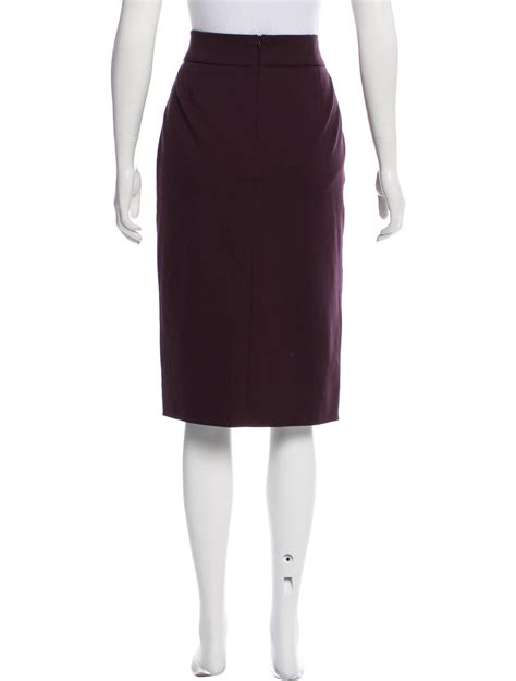 plum akris punto knee length pencil skirt with an asymmetrical concealed zipper pocket at front