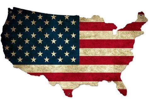 Usa United States Flag Custom Shape Metal Sign 26 X 16 Inches