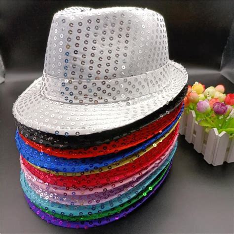 Cheap Fashion Unisex Brilliant Glitter Sequins Hat Dance Show Party