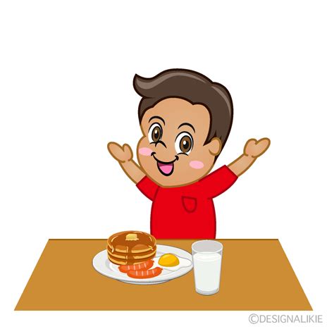 Boy Eating Breakfast Cartoon Free PNG ImageIllustoon