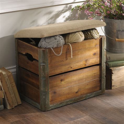 We can’t get enough of this Wooden Crate Storage Ottoman! The rustic styling is perfect for any