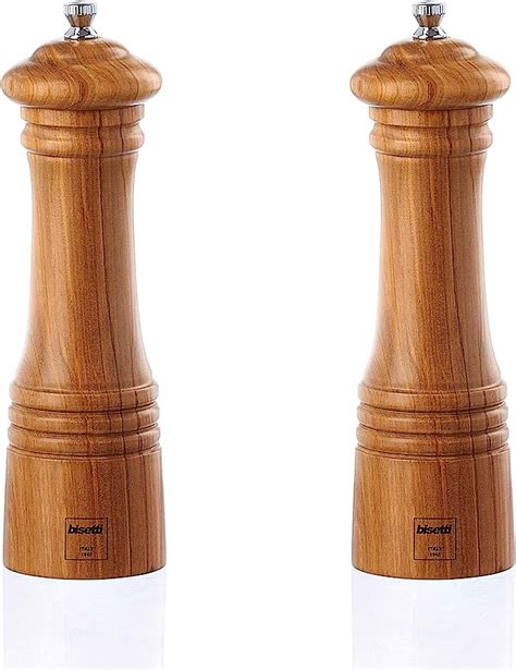 Bisetti Imperia Olive Wood Salt And Pepper Mill Set With Adjiustable
