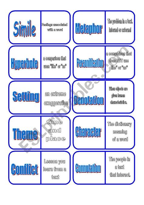 Literary Terms Worksheet Definitions Printable Word Searches