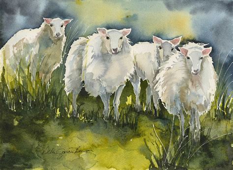 Irish Sheep Watercolor Ireland Landscape Painting Farm Etsy