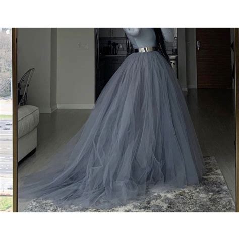 Elegant Long Tulle Skirt Ball Gown Sweep Train Prom Skirts Layers