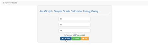 Javascript Simple Grade Calculator Using Jquery Free Source Code