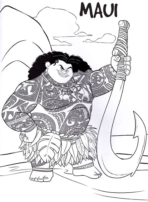 Moana Maui Stuck On Island Coloring Page Coloring Pages