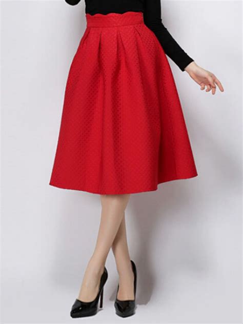 Red Argyle High Waist Pleat Skirt High Waisted Pleated