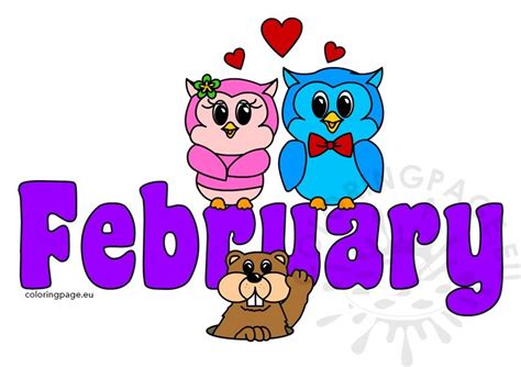 Clipart Colorful Month Of February Text Coloring Page