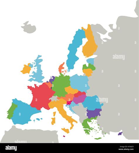 European Union Map Icon Europe Eu Country National And
