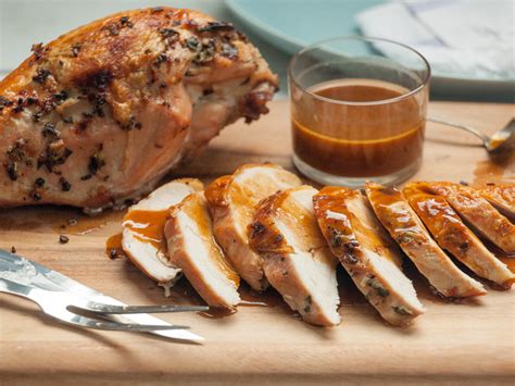 Roast this as you would a whole bird but leave the skin on to preserve moisture. Recipe: Roast Turkey Breast with Apple Cider Gravy | Whole ...