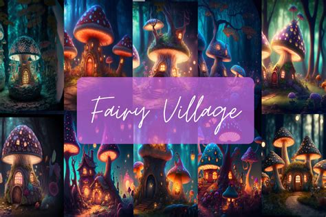 Fairy Village With Magical Mushrooms Graphic By Agnesagraphic