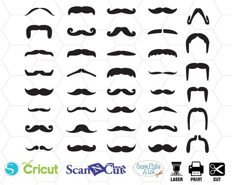 Mustache Svg Mustache Clipart Mustache Vector Moustache Etsy