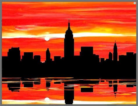 Skyline Silhouette Can Be Transferred Onto A Large Canvas And Painted