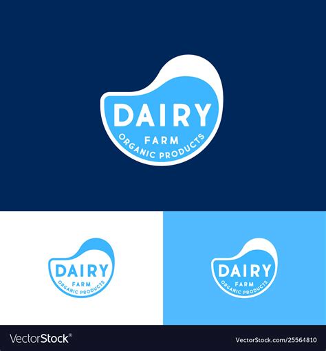 Dairy Farm Organic Products Logo Milk Drop Emblem Vector Image