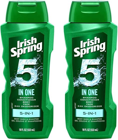 Irish Spring 5 In 1 Shampoo Conditioner Body Wash Face Wash And Deodorizer 18oz Pack Of 2