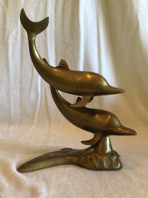 Vintage Brass Dolphin Statue Etsy
