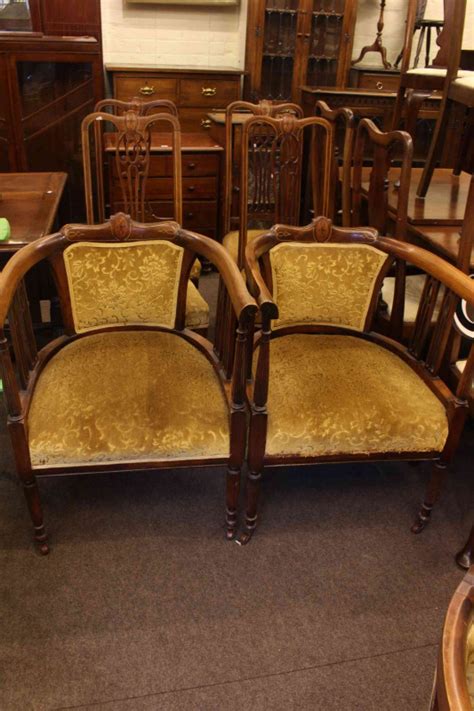 Late 19thearly 20th Century Seven Piece Inlaid Mahogany Parlour Suite