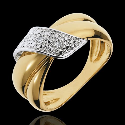 Anello Ricciolo D Oro Oro Giallo Pave 18 Carati 6 Diamanti
