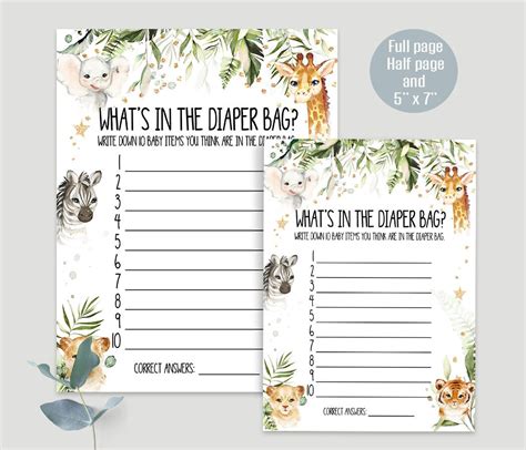 Safari Baby Shower Games And Activities Printable Whats Etsy Uk