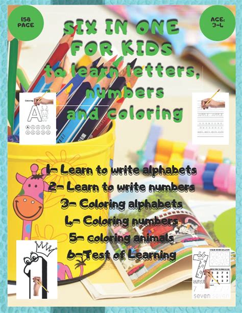 Buy Six In One For Kids To Learn Letters Numbers And Coloring 1 Learn