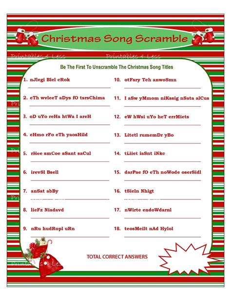Christmas Scramble Christmas Song Game Printable Christmas Etsy In