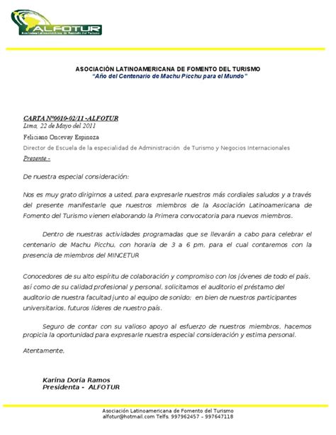 Carta Para Solicitar Prestamo De Un Auditorio Creditosicknon